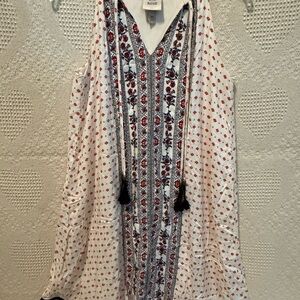 XS Rose Embroidered Sleeveless Boho Swing Dress